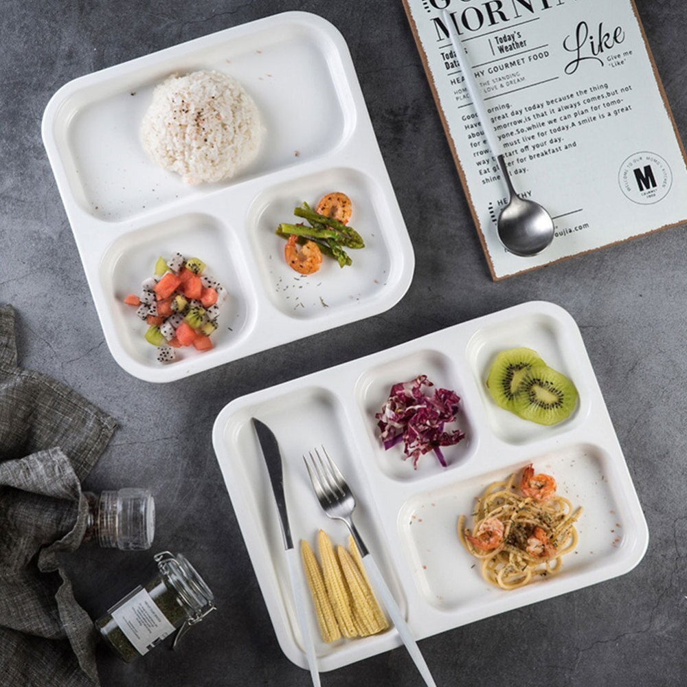 1PC Kid Dinner Plate Ceramic Plate Compartment Plate (12 Inch 4-grid)