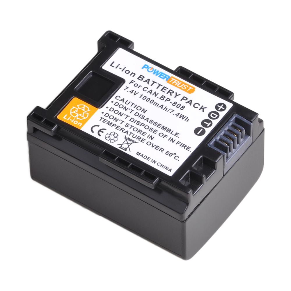 PowerTrust-batería BP-808 BP 808, cargador Dual USB para Canon BP-827, BP 827, BP-819, BP-807, XA10, HF20, HF10, HF100, HG20: 1 battery