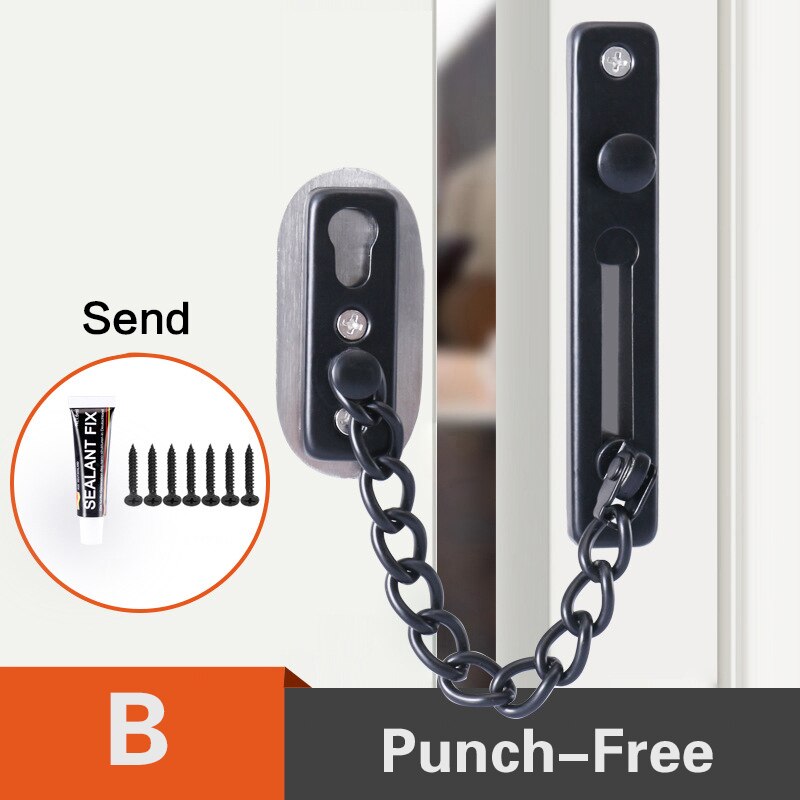 Verrou de porte en acier inoxydable Anti-vol | Chaîne de porte, verrou de porte, Bronze argent or noir, verrouillage de porte, matériel de verrouillage sans poinçon: G