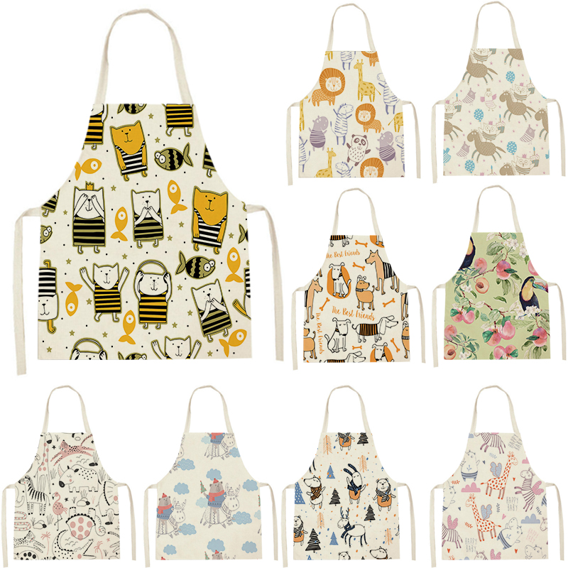 mandilon escolar infantil delantal barbero limpieza hogar Blusa con estampado de dibujos de animales para niños, delantal de cocina a prueba de aceite, antiincrustante, para el hogar,