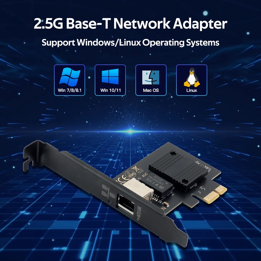 Adattatore di rete Intel I226-V PCIE a RJ45 2.5G Gigabit Ethernet 100/1000/2500Mbps Controller LAN RJ45 per desktop/PC Easy Set