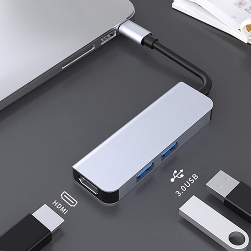 BYL-2011N Type-C Docking Station, USB 3.0X2+HDMI-Compatible Three-In-One Docking Station for Pc and Laptop