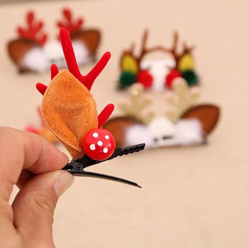 2pcs Children Hair Clips Pins Christmas Glitter Elk Hairgrips Barrettes Kids Hair Accessories For Girls Hairclips