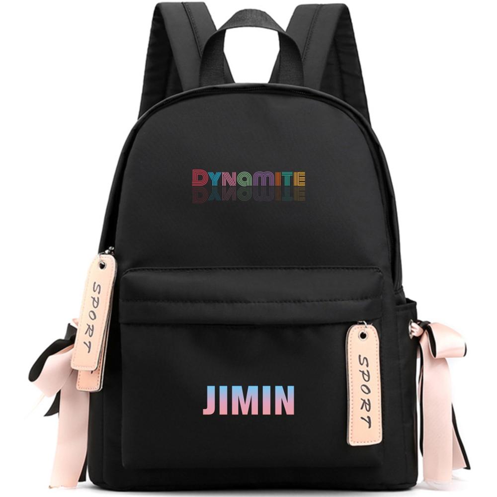 DYNAMITE backpack Album Bangtan Boys The same bowknot backpack schoolbag backpack female high school students large cap: JIMIN