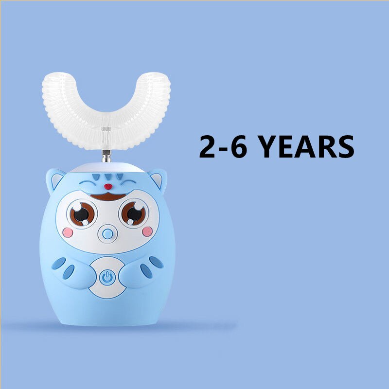 Electric Toothbrush for Kids Children Automatic Sonic U Shaped Brush Head Smart 360 Degrees Escova De Dentes Elétrica Infantil: R5 blue 2-6