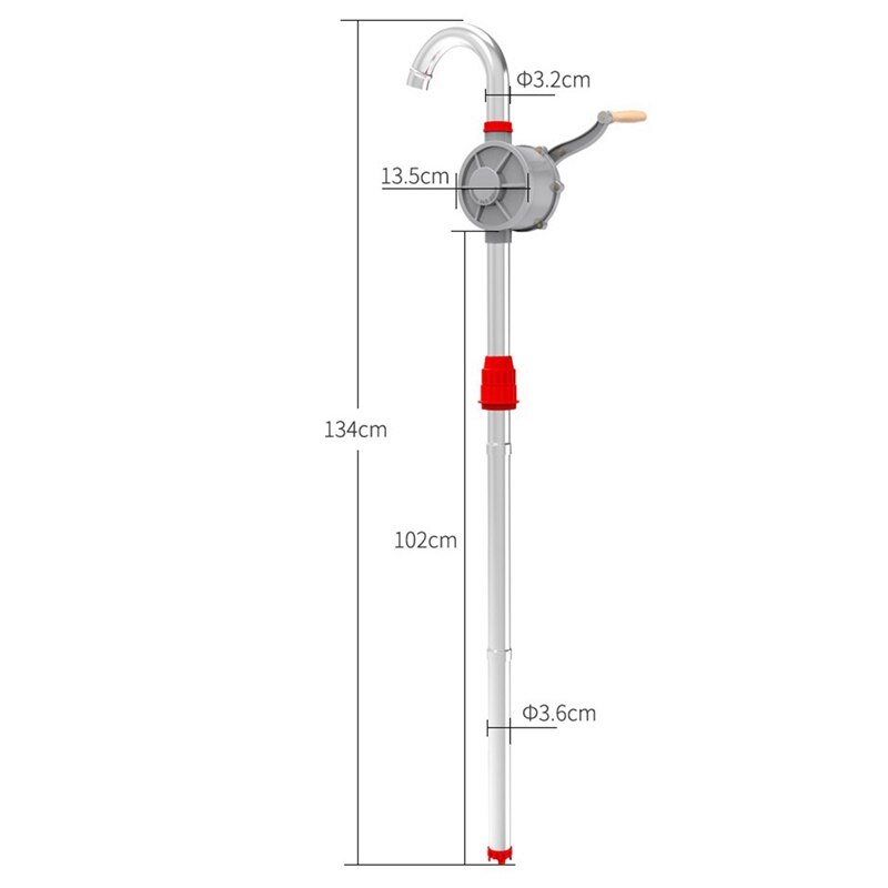 20L/Min Heavy-Duty Drum Rotary Hand Pump Liquid Transfer Tool 32mm Heavy-Duty Pump