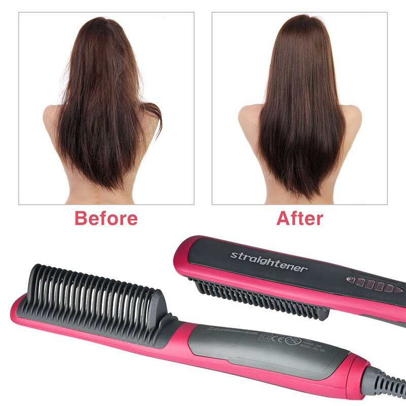 Peine alisador de barba multifuncional para hombres, cepillo alisador de pelo antiquemaduras, de calentamiento rápido