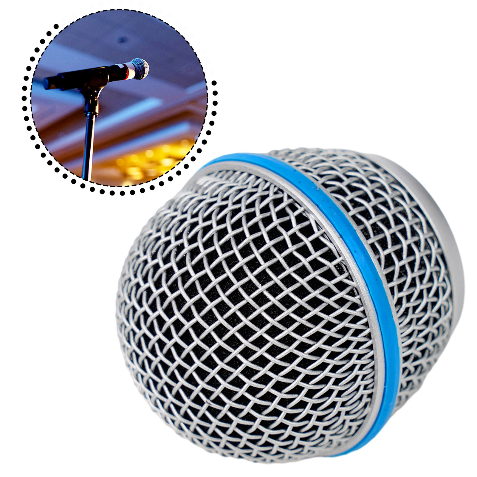 Microfoongrillkop voor 58A microfoon voor Shure Beta stalen microfoongrill Mesh Head DIY vervangende onderdelen ﻿