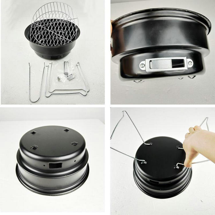 Mini Portable Grill Outdoor Round Folding Barbecue Grills Tabletop Charcoal BBQ Stove Tools Camp Picnic Oven Accessories