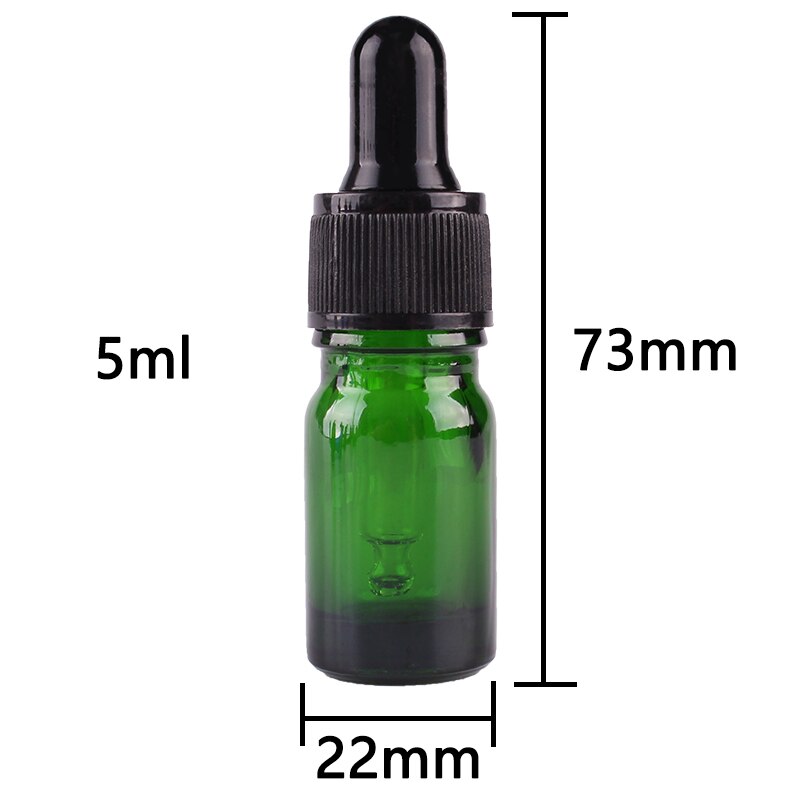 24 st 5ml tomma gröna glasflaskor med pipptte för eteriska oljor aromaterapivätska