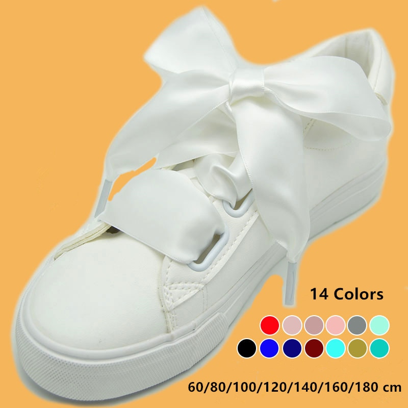 4 cm Verbrede Zijde Satijn Schoenveters Gladde Grote Strik Brede Veters Trend Schoonheid Wit Casual Sneaker Leren Schoenen Veters