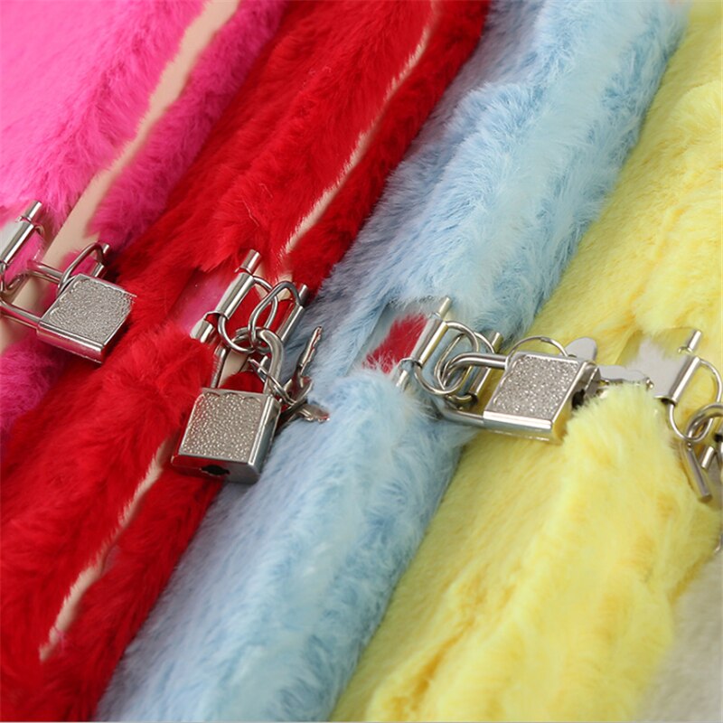 Notepad With Lock Beauriful Student Plush Notebook Cute School Office Soft Diary Girl School 6 Color