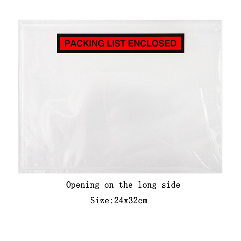 100Pcs 7 Sizes PACKAGING LIST Plastic Bag Invoice Slip Enclosed Packing Envelope Clear Logistics Pouches Waterproof Bag: 24x32cm