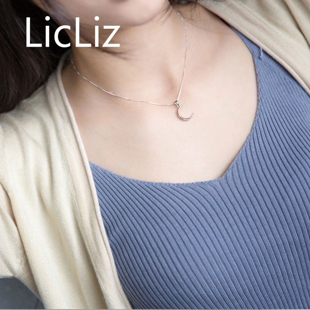 Licliz Trendy 925 Sterling Zilveren Maansikkel Hanger Voor Vrouwen Wit Goud Sieraden Eenvoudige Ketting Hanger Geen Ketting LP0273
