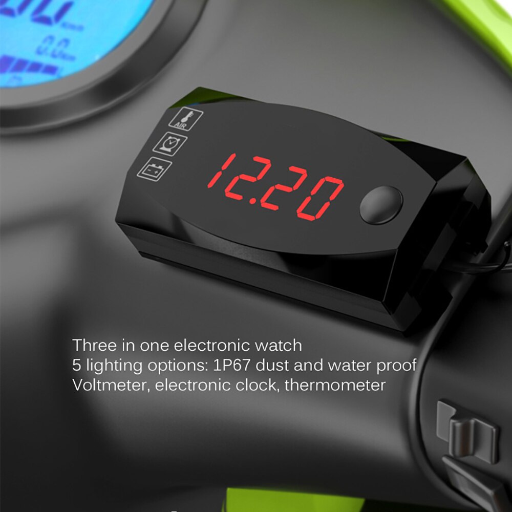 3 in 1 Digital LED Display Meters Voltmeter Clock Thermometer Indicator 12V Gauge Panel Meter Multiple Installation Methods