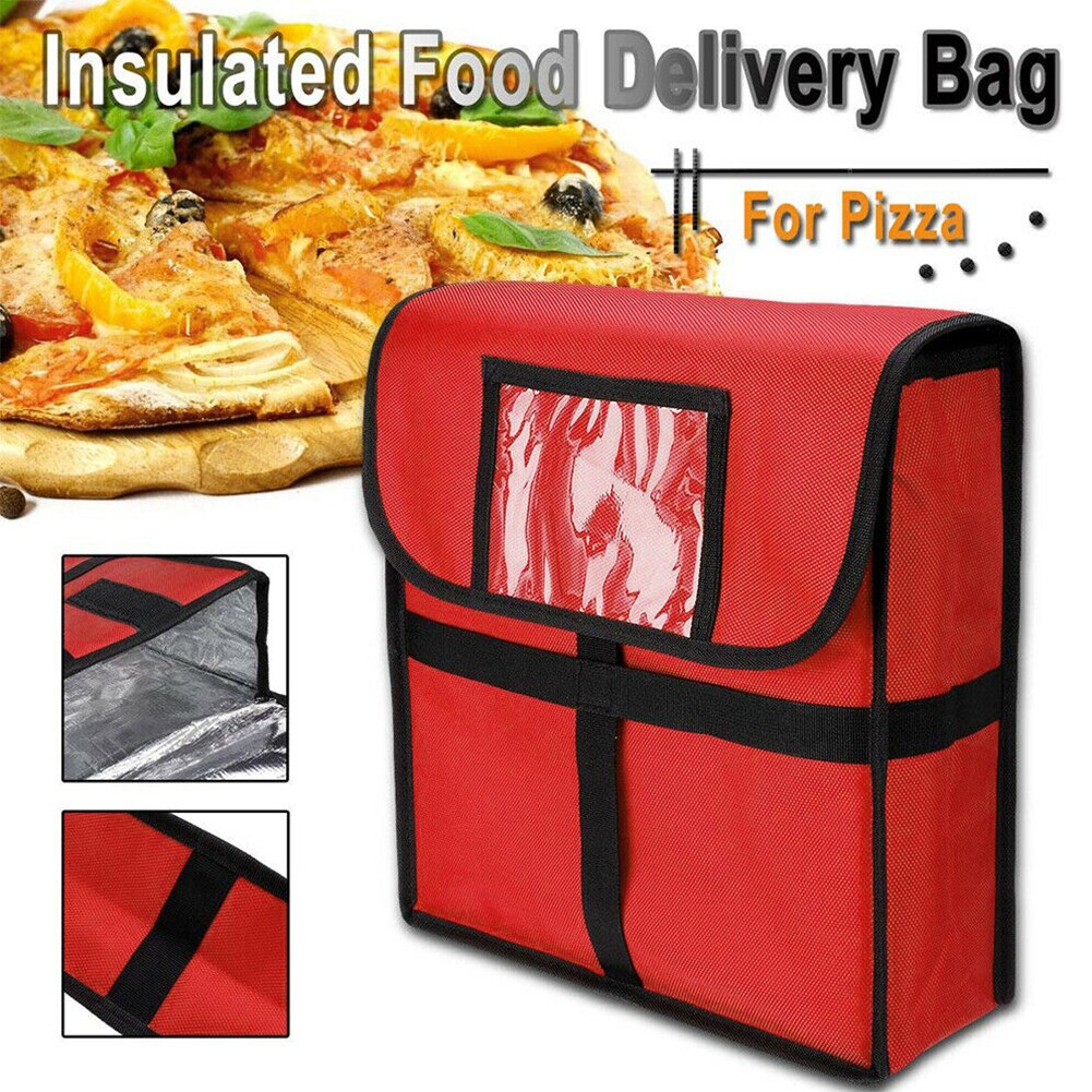 11 Inch Draagbare Slijtvaste Waterdichte Takeaway Container Geïsoleerde Picknick Pizza Levering Zak Vers Voedsel Opslag Thermische: Red