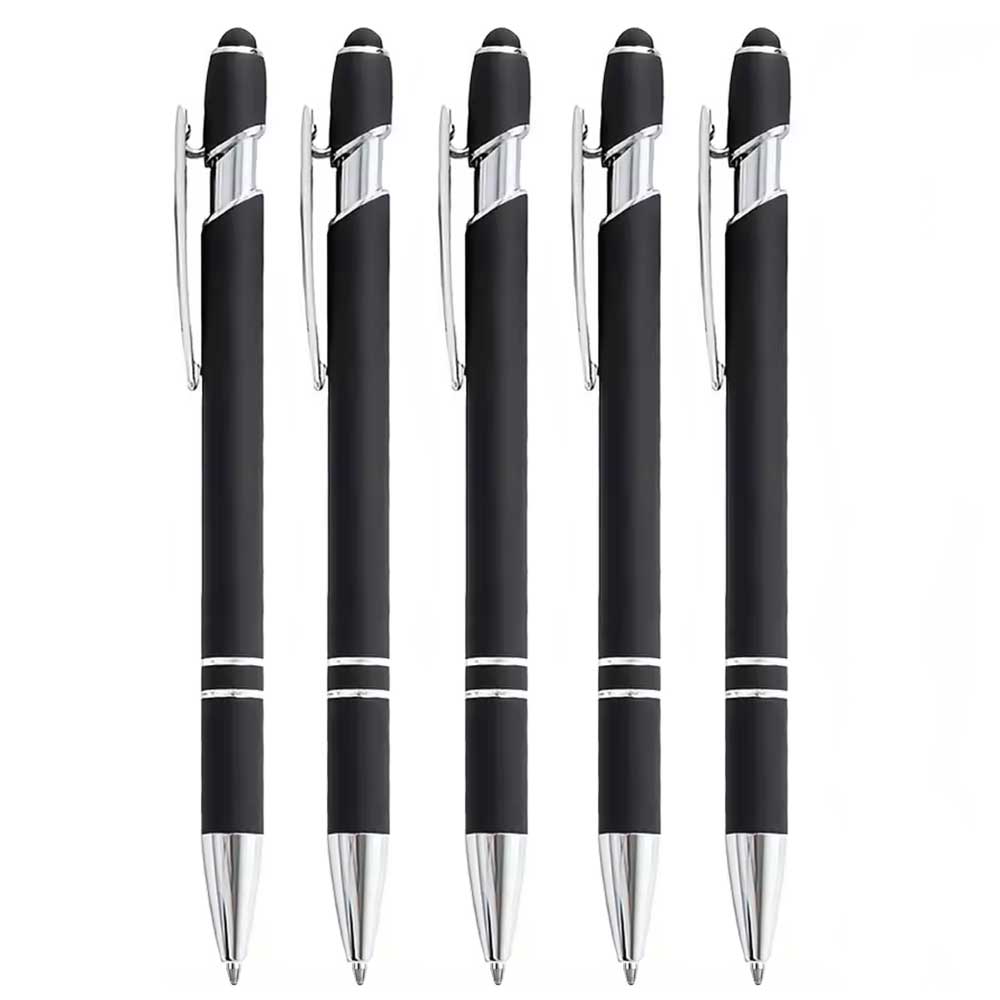 Bolígrafo de 5-10 piezas con punta para lápiz óptico, metal, bolígrafo con lápiz óptico 2 en 1, tinta negra de 1,0 mm para teléfono inteligente, tableta: Gris claro