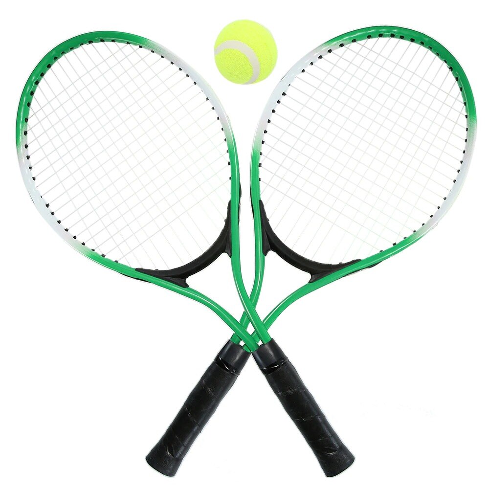 Raquette de Tennis pour adolescents, lot de 2, avec balle gratuite pour l'entraînement, en Fiber de carbone, matériel en acier: green