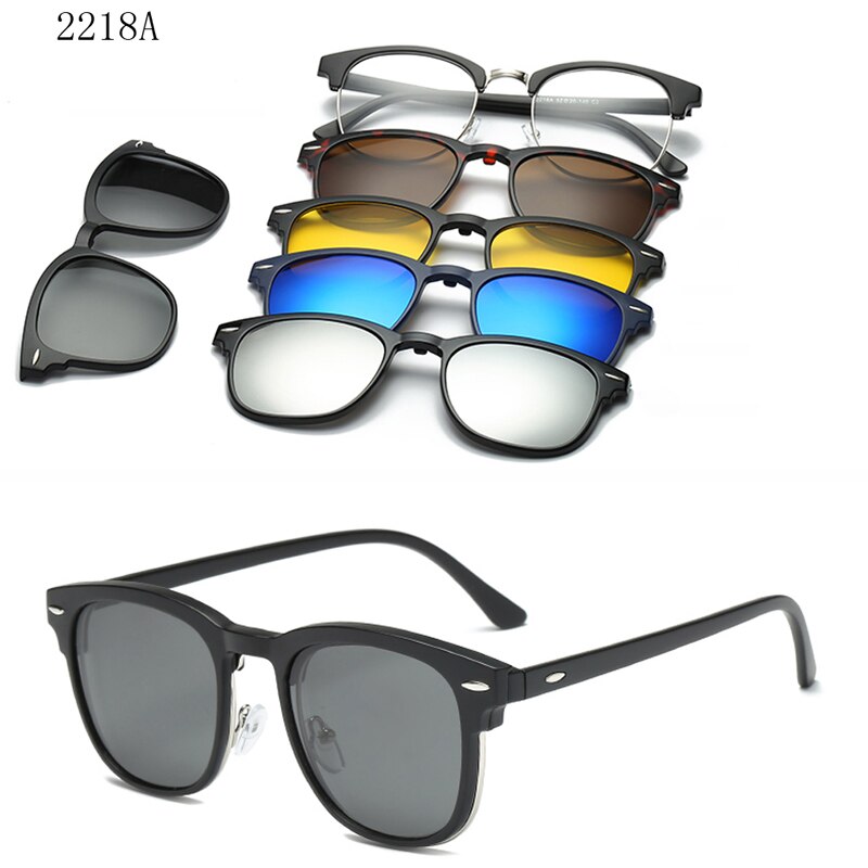 6 In 1 personalizzato uomo donna occhiali da sole magnetici ottici polarizzati Clip magnete Clip su occhiali da sole Polaroid Clip su montatura per occhiali da sole: 2218A