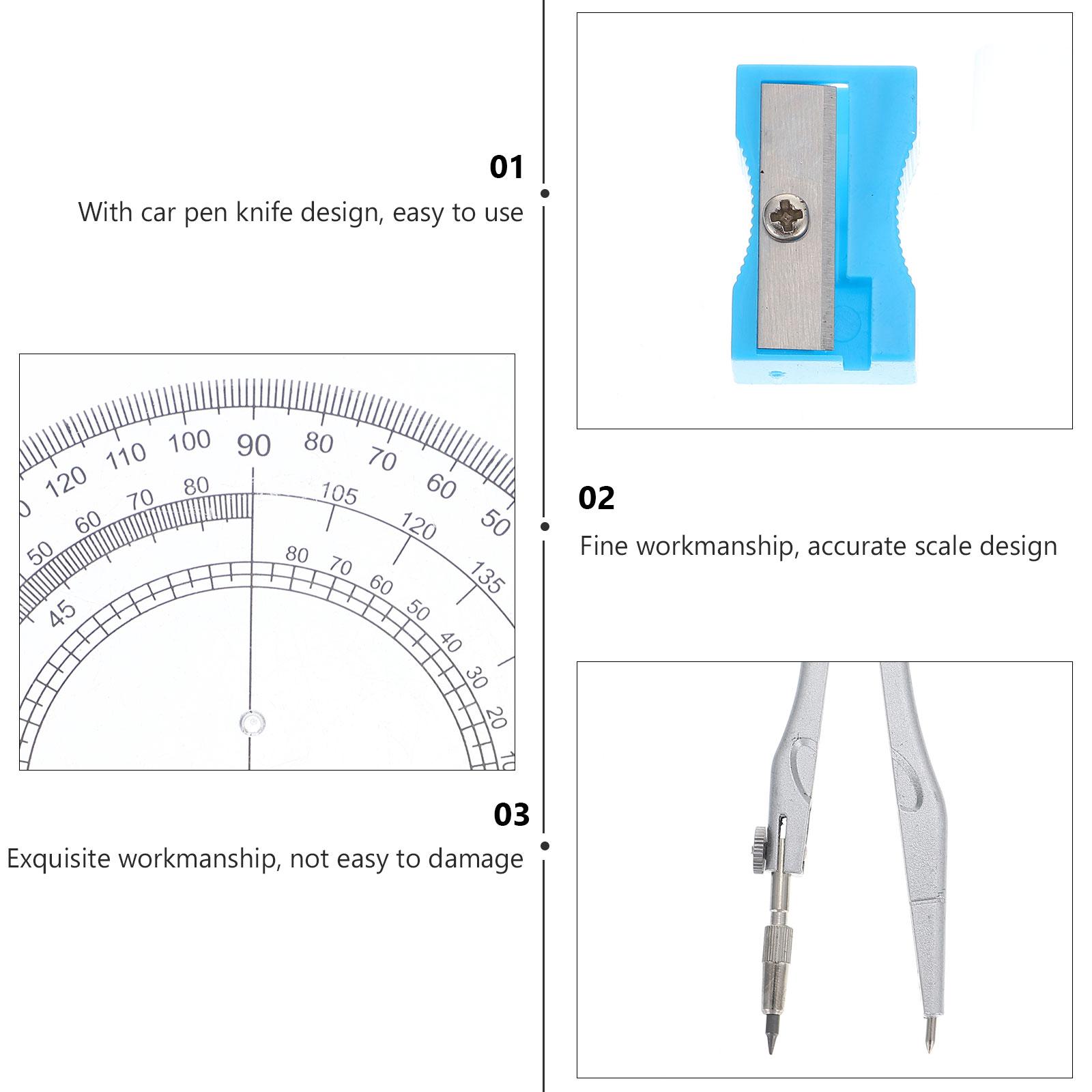 Drafting Tools Set Compass Ruler Drawing Kit for Engineer Student Architect Portable Storage Box Equipped