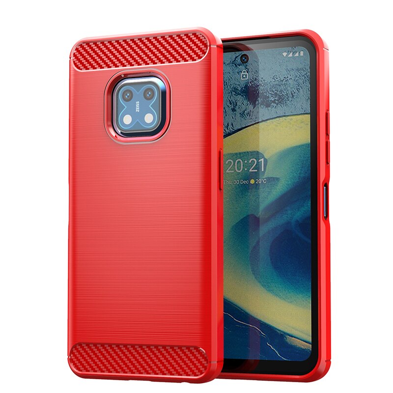 Voor Nokia XR20 Case Rubber Silicone Shockproof Carbon Fiber Cover Voor Nokia XR20 NokiaXR20 Telefoon Case Voor Nokia XR20 Case 6.67: Red