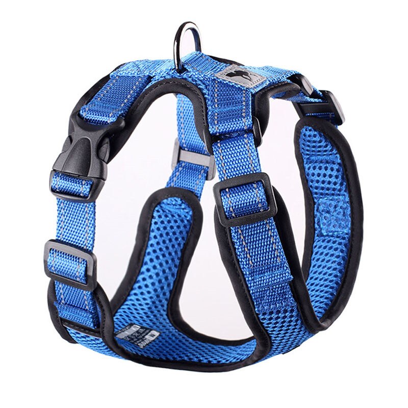 Adjustable Outdoor Protective Harness Collar Pug No Pull Pet Dog Harness For Dogs Training Vest Medium Small Medium Dogs: Blue / XL