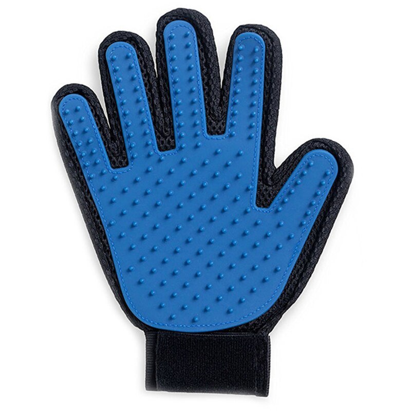 Gummi Handschuh für Kämmen Tiere Handschuh Silikon Haustier Katzen Haar Pinsel Kamm Reinigung Entfernung Haarbürste für Hunde CatsTake Schlecht Handschuh: Blau R