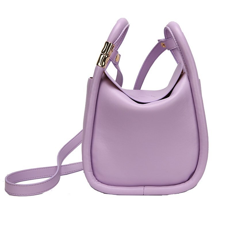 Sacos de balde de couro do plutônio da cor sólida para as mulheres 2020 verão simples senhoras crossbody ombro bolsas senhora sacos da forma: Purple