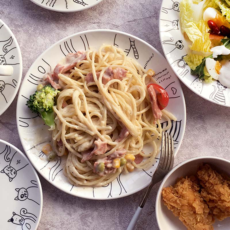 Cat Ceramic Plate Dinner Dessert Appetizer Salad Dish Steak Service Plates for Home Party TB