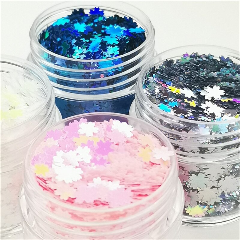 Ultradunne Bloem Pailletten 5Mm Roze Kersenbloesems Vorm Losse Pailletten Huisdier Pailetten Voor Nails Art Manicure Bruiloft Confetti 8G