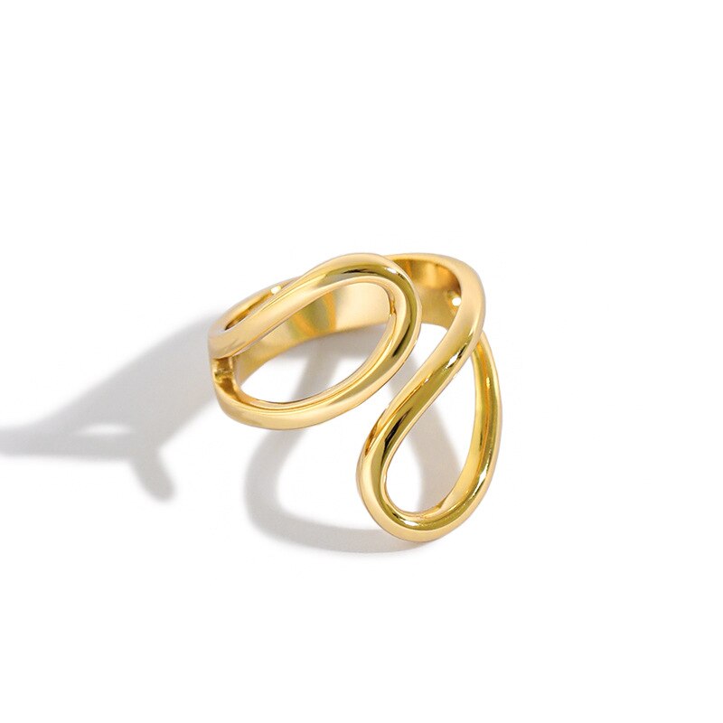 Korean Style S925 Sterling Silver Ring Sense Cross Cutout -Shaped Ring Female All-Match Ring Bulk Purchase: Gold