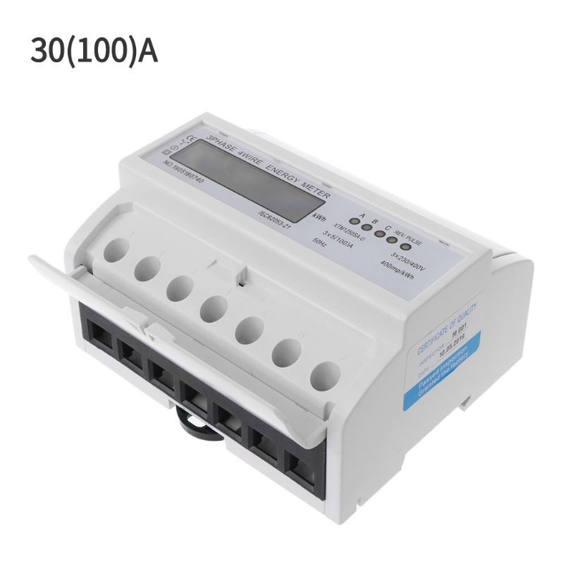 3 Phase 4 Wire Electric LCD Display Digital Energy Meter Calibrated For DIN Rail Power Meters 50/60HZ