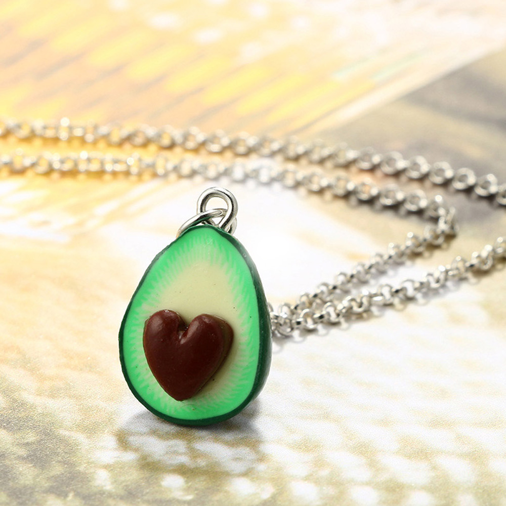 Lovely Avocado with Nuclear 3D Clay Alloy Necklace Pendant Couple Decoration Charm Friendship DIY Jewelry