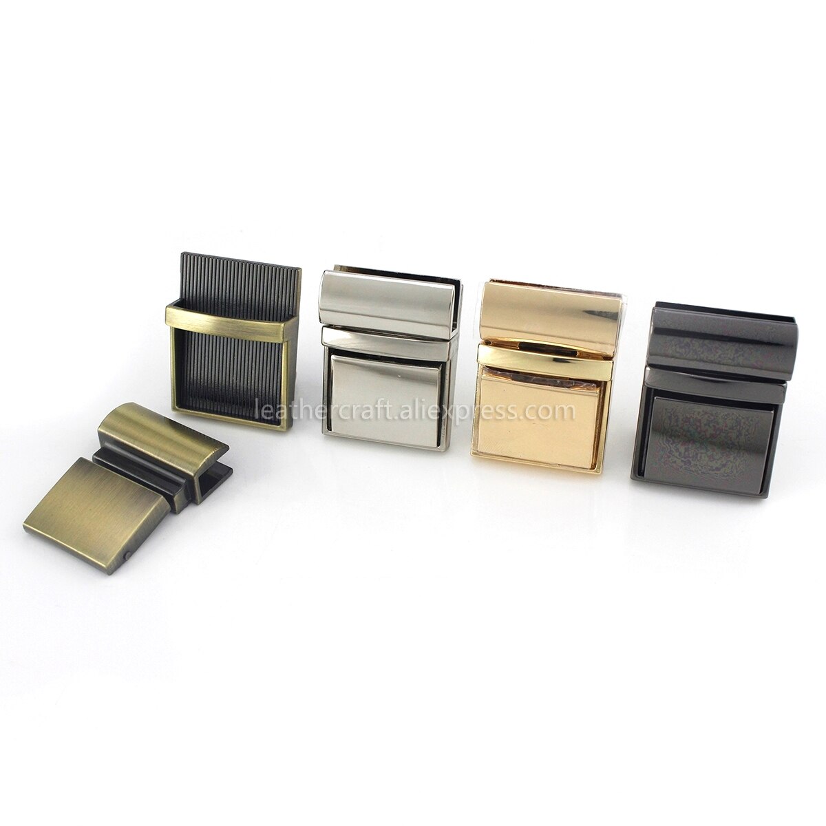 Cierre cuadrado de Metal para mujer, hebilla de cierre de giro para artesanía de cuero, bolso, bolso, accesorios de Hardware DIY, 1 ud.