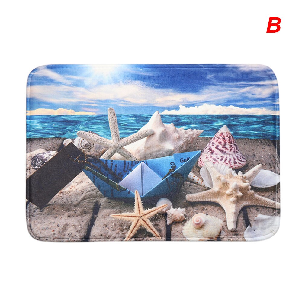 Alfombra de baño de impresión de estilo marino Felpudo de playa estrella de mar estera de suelo alfombra de dormitorio antideslizante alfombra de Tatami suave decoración de casa: B