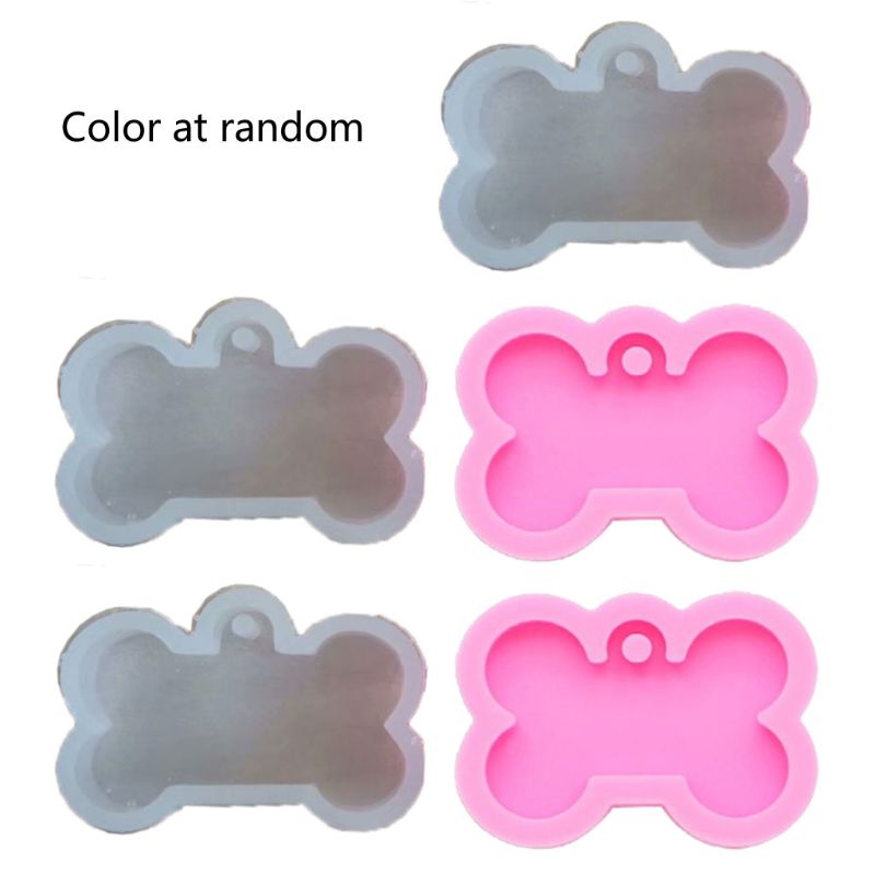 5 pçs silicone forma de osso pingente resina molde diy cão tag osso em forma de chaveiro resina molde resina artesanato ferramentas