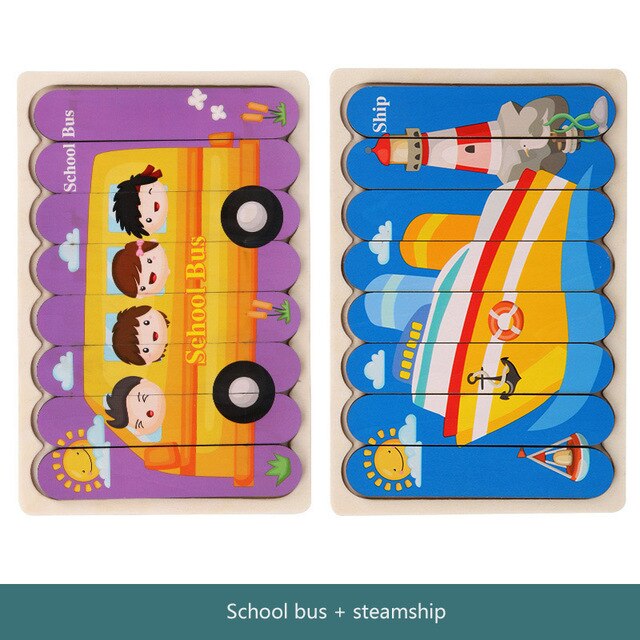 Vokmascot Montessori Holz Spielzeug 3D Jigsaw Bar Puzzles kinder Kreative Geschichte Stapeln Passenden Puzzle Frühen Pädagogisches Spielzeug: plum