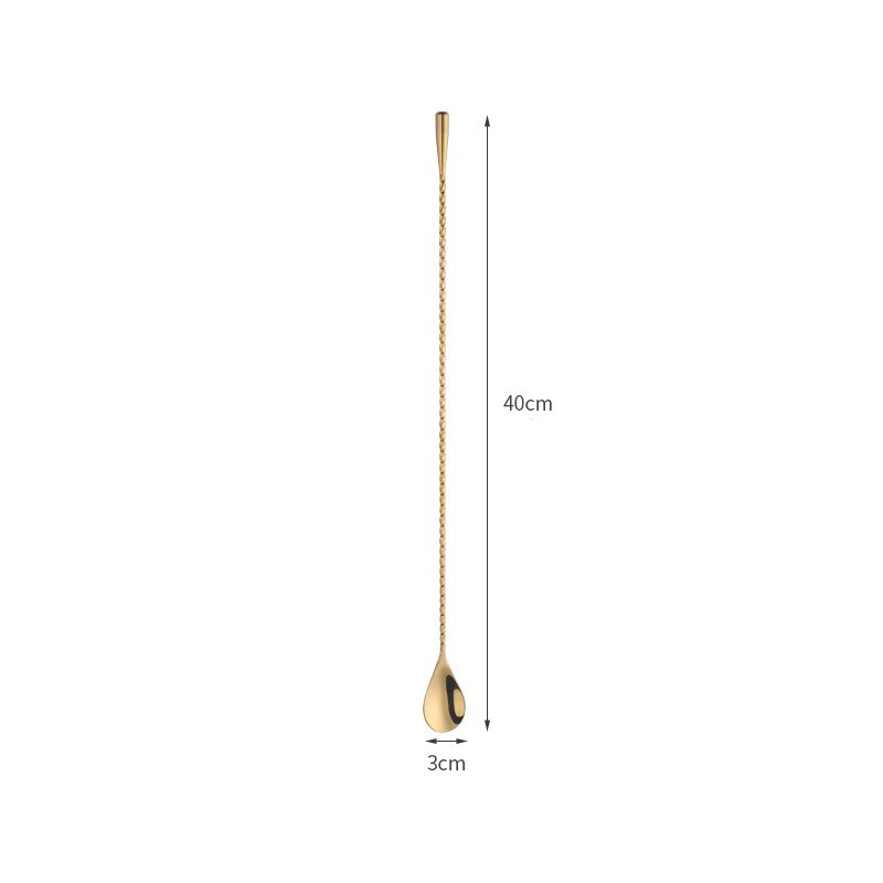Cuillère à Cocktail à poignée en spirale de 30/40/50cm de Long, agitateur à boisson, tige de mélange de Whisky, outils de barman, ustensiles de Bar de cuisine: 40cm Golden