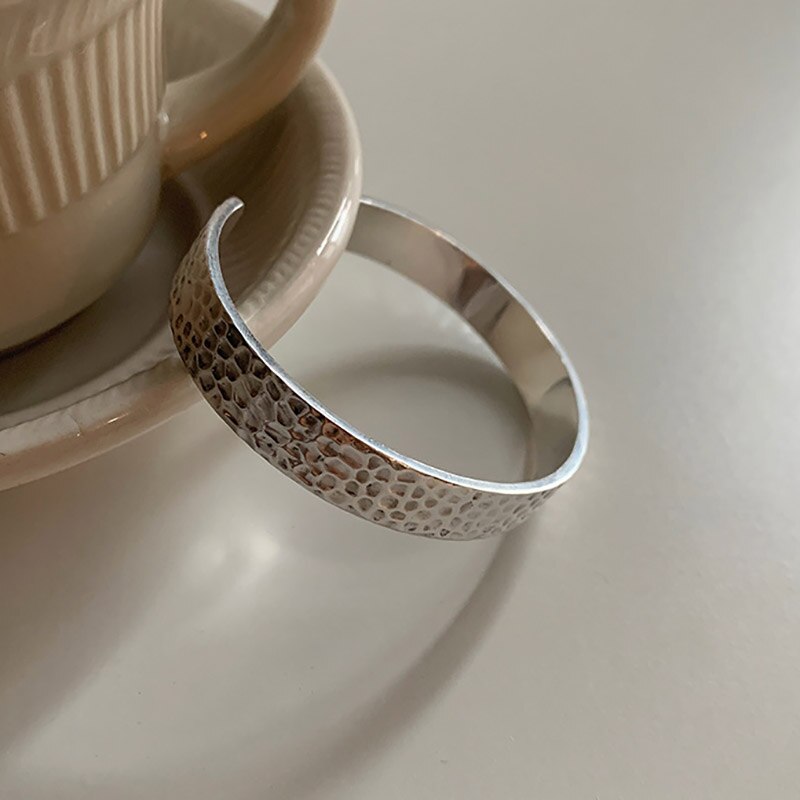 Foxanry-pulsera Vintage Punk de Plata de Ley 925, joyería de plata tailandesa de ancho, accesorios sencillos para ,