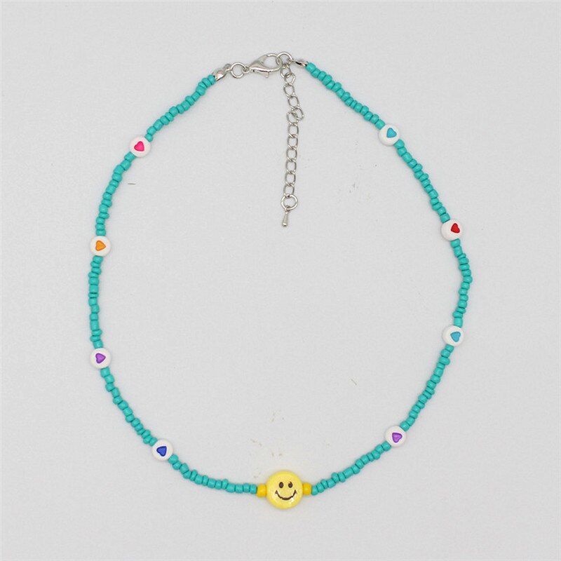 Bohemia Handmade Rainbow Beads Personality Random Color Heart Choker Necklace Women&#39;s Smiley Clavicle Collares Jewelry: 7