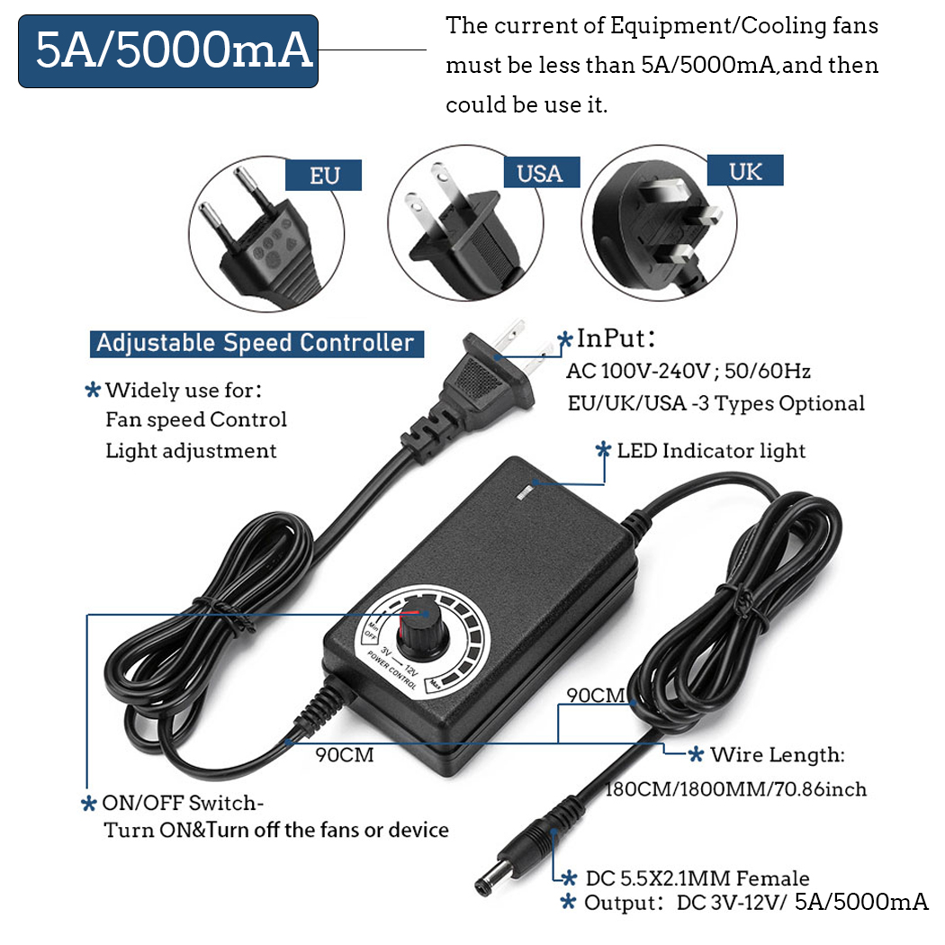 Routerfläkt tv-boxfläkt 120mm 240mm 360mm gör-det-själv-tv-boxkylfläkt med hastighetsregulator 80v-240v & skyddande nät skrivbordskylfläkt: 2mm / Röd