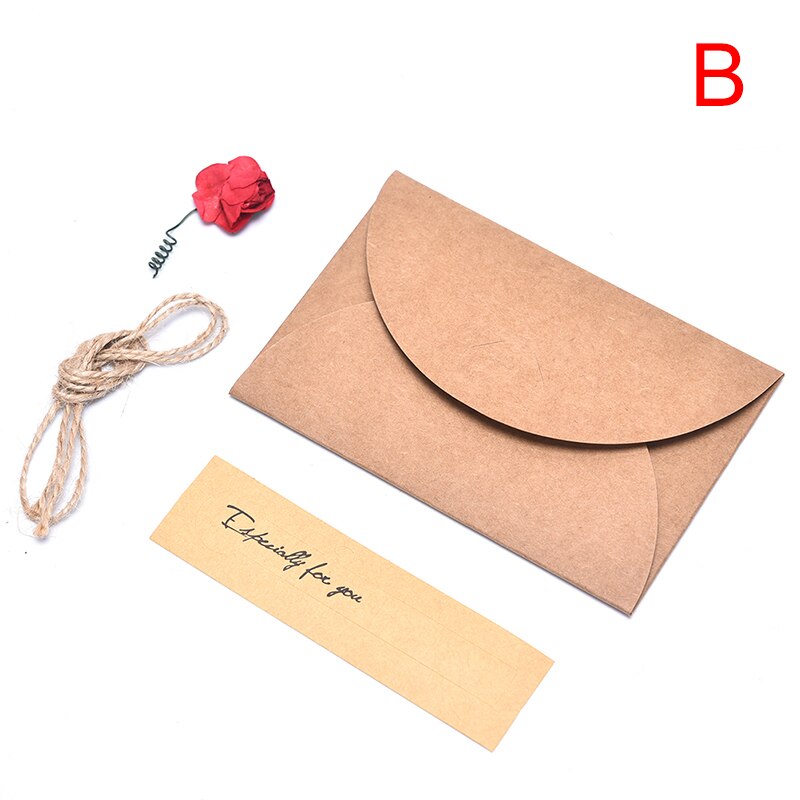 1pcs Flower Retro DIY Kraft Paper Invitation Greeting Card Envelope Handmade: red rose