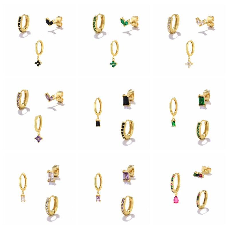 Canner colorido zircão piercing cartilagem hoop brincos para mulheres boêmio geométrico cristal redondo brinco moda jóias presentes