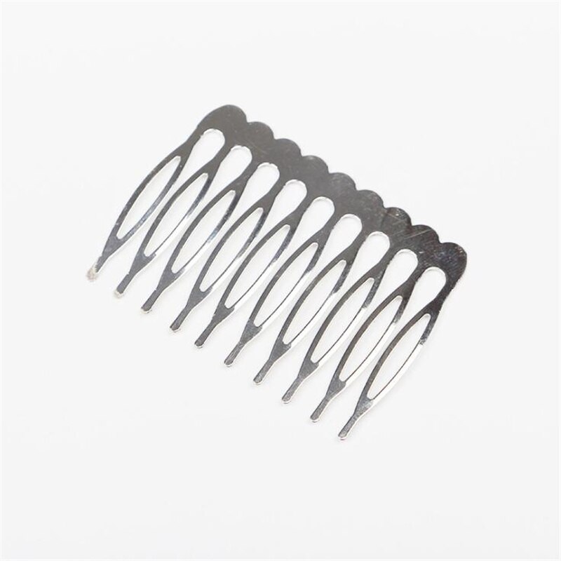 10 sztuk metalowe złote zęby spinki do włosów grzebienie puste szpilki spinki do włosów z otworami dla DIY do włosów łuki komponenty do wyrobu biżuterii akcesoria: Rhodium 10