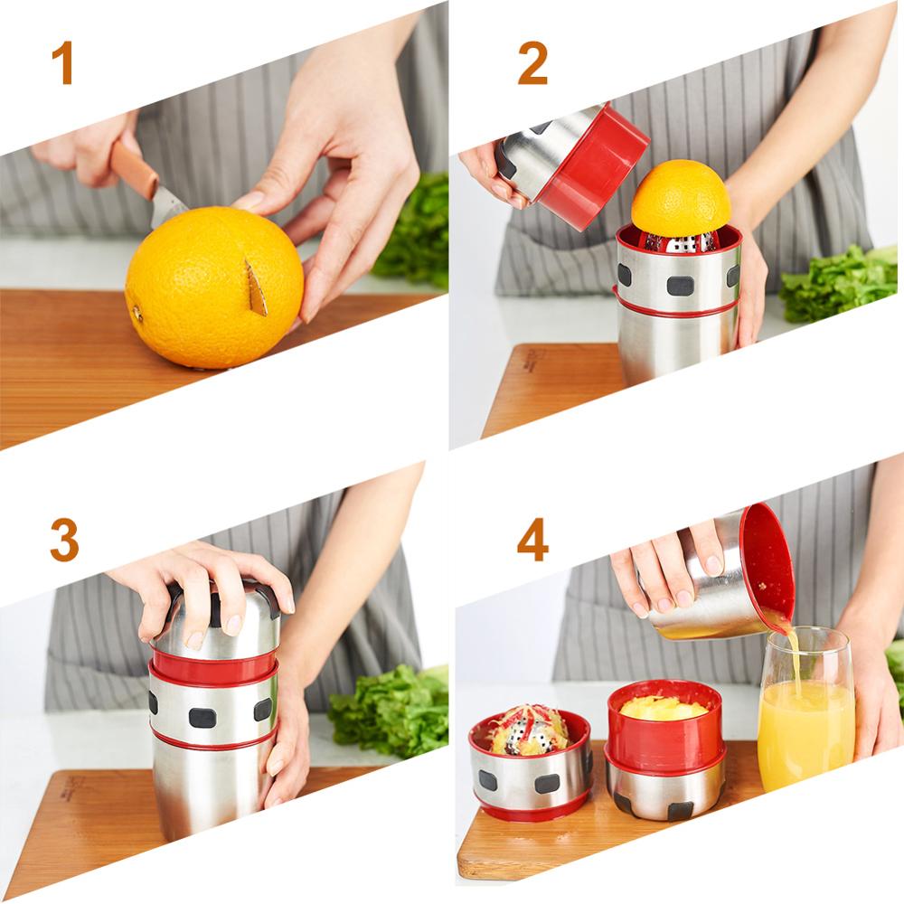 Draagbare Rvs Oranje Juicer Blender Handleiding Deksel Rotatie Citruspers Oranje Fruitpers Blender Fles