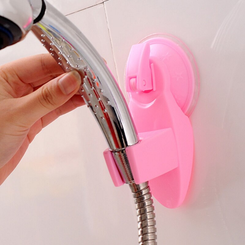 Rotation ShowerSeat Chuck Shower Head Holder Rack Attachment Suction Cup Movable Hook Bracket Bathroom Storage Accessories: pink