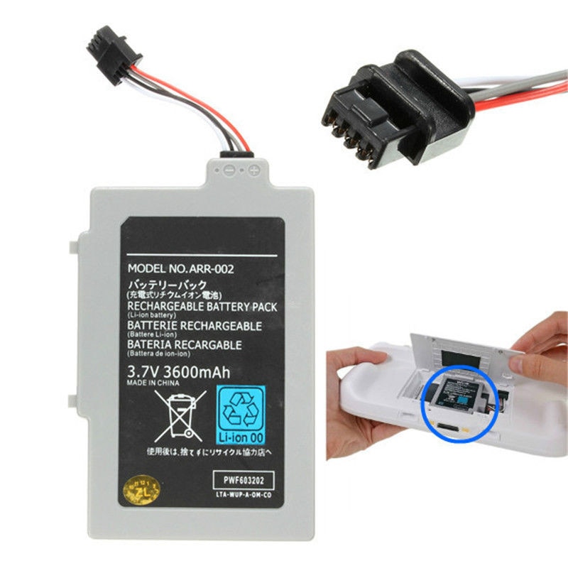 100% 3600mAh Li-ion batterie pour Console de jeu Nintend Wii U batterie Rechargeable pour contrôleur de manette Wii-U Joystic