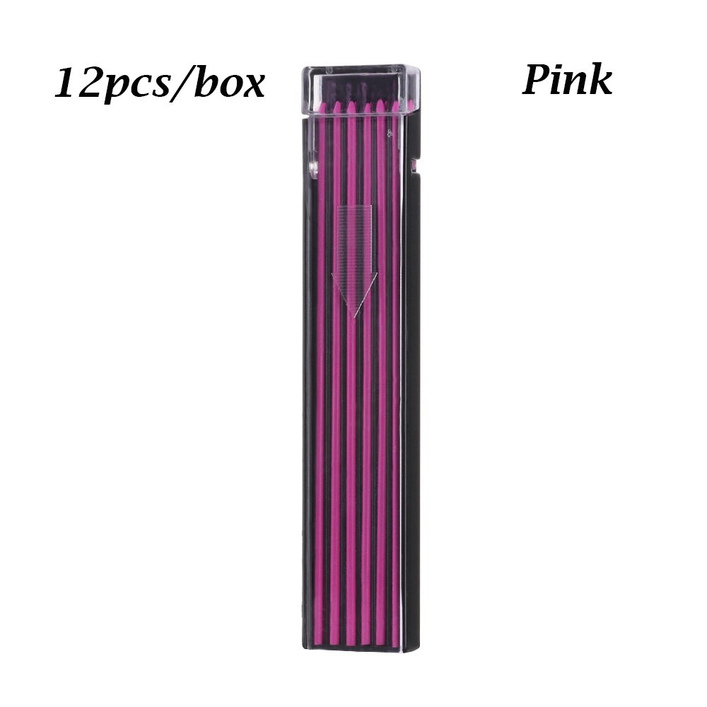 12 PCs/Box Thick 2B Coloured Pencil Lead 2mm Mechanical Pencil Lead Refill Art Sketch Drawing Tools Smooth Automatic Pen Refill: pink