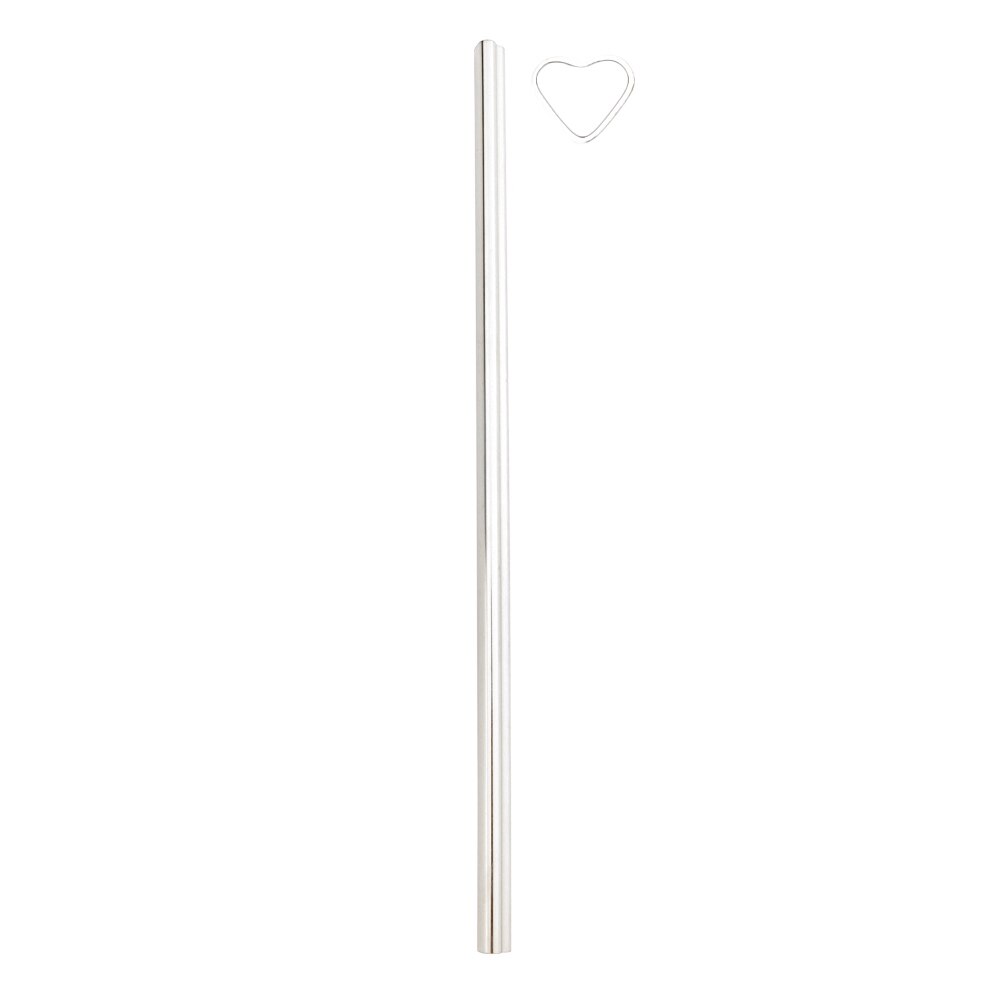 1Pc 304 Stainless Steel Drinking Straw Colorful Heart-shaped Straw Reusable Metal Straw Set Bar Pearl Milkshake Bubble Tea Straw: Silver