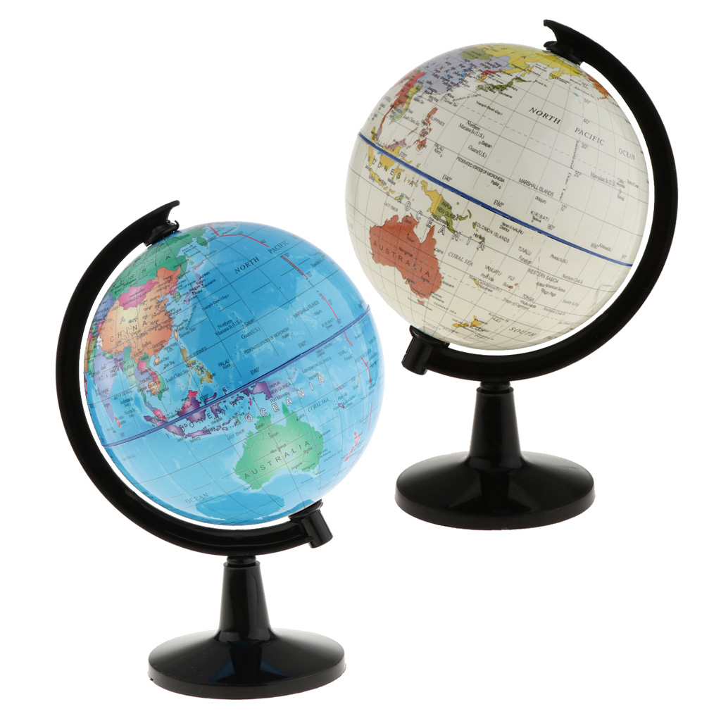 2 stk verden globus roterende drejekort regional jordatlas geografi pædagogisk legetøj hjemmekontor ideelle miniaturer 10.6cm